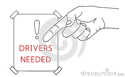 Drivers Needed. Car company hiring a workers. Cars and Trucks logistics business concept. Vector Vector Illustration