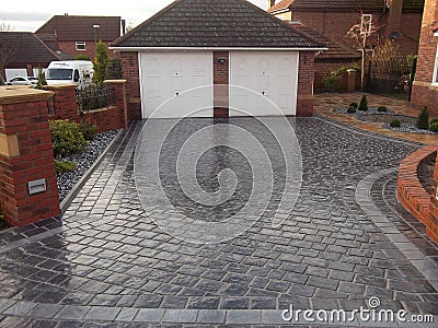 Driveway block paving Stock Photo