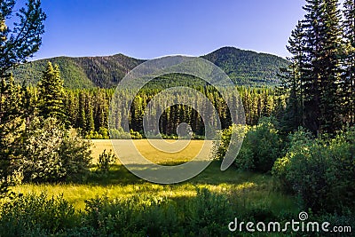 Driving along lake mcdonald roads in glacier national park montana Stock Photo