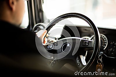 Driving car chauffeur personal driver taxi hummer wedding car Stock Photo