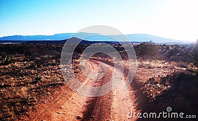 Driving Desert Back Roads Stock Photo