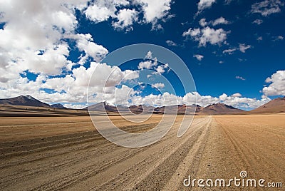 Driving desert road Stock Photo