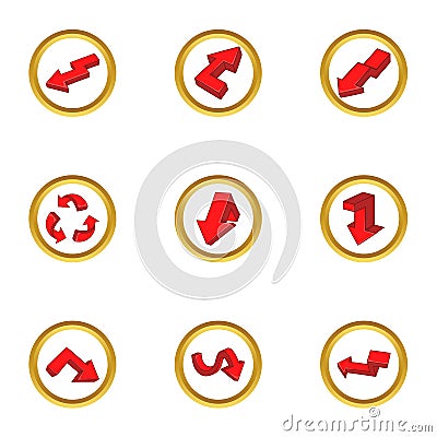 Driving direction icons set, cartoon style Vector Illustration