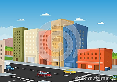 Driving Downtown Vector Illustration