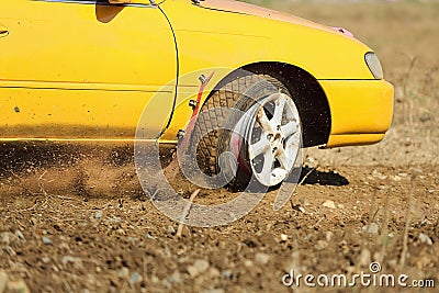 Driving emergency, burst tyres Stock Photo