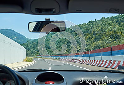 Driving on a highway Stock Photo