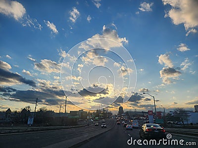 Driving on the Highway in Toronto Stock Photo