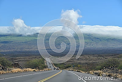 Driving on Kohala Mountain Road at Hawi on the Big Island in Hawaii Stock Photo