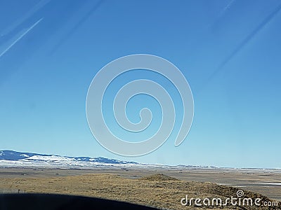 Driving Landscape Wyoming Stock Photo