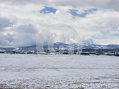 Driving Landscape Wyoming Stock Photo