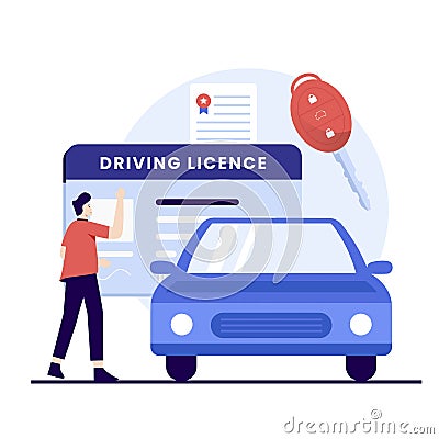 Driving licence flat design concept Vector Illustration