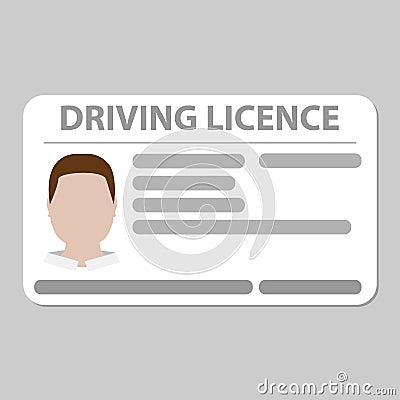 Driving licence plastic card plain grey background Vector Illustration