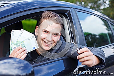 Driving a new car Stock Photo