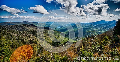 Driving by overlooks along blue ridge parkway Stock Photo