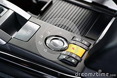 Driving and path profile control selector for adjust responseing of engine transmission and intelligent four-wheel drive system. Stock Photo