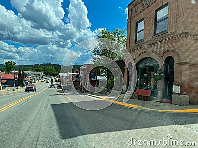 Driving through the quait small town of Eureka, Montana on a sunny day Editorial Stock Photo