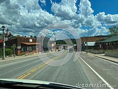 Driving through the quait small town of Eureka, Montana on a sunny day Editorial Stock Photo