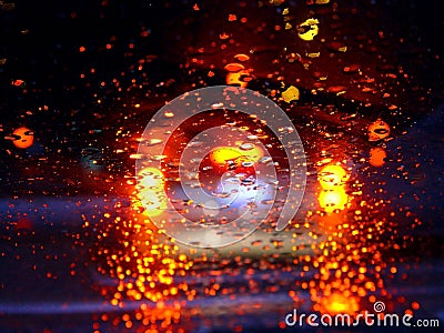 Driving in the rain Stock Photo