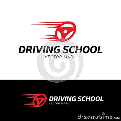 Driving school vector logo. Dynamic car wheel logo design. Training, vehicle, transport and transportation, vector design and Vector Illustration
