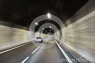 Driving in a tunnel Stock Photo