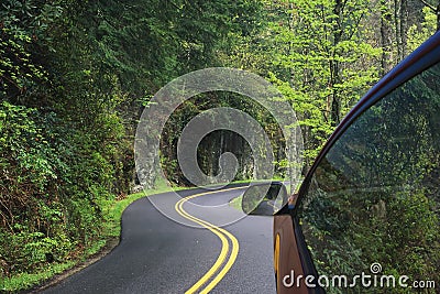 Driving through the winding roads of the Smoky Mountains Stock Photo