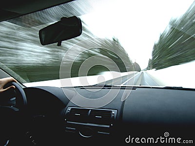 Driving in winter Stock Photo