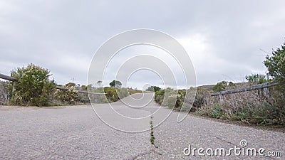 Driving through winter’s embrace in Montana de Oro Stock Photo