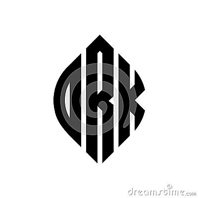 DRK circle letter logo design with circle and ellipse shape. DRK ellipse letters with typographic style. The three initials form a Vector Illustration