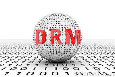 DRM conceptual sphere binary code 3d Cartoon Illustration