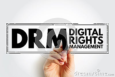 DRM Digital Rights Management - set of access control technologies for restricting the use of proprietary hardware and copyrighted Stock Photo
