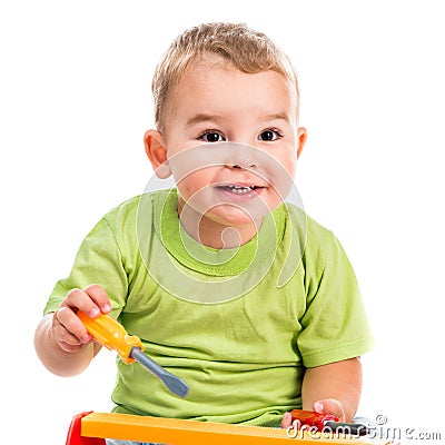 Droll little boy portrait Stock Photo