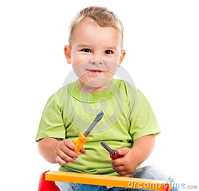 Droll little boy portrait Stock Photo