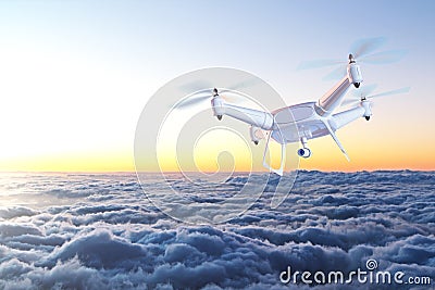 Drone above clouds Stock Photo