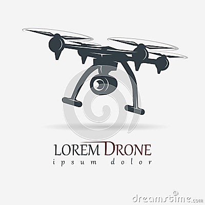 Drone with action camera, quadrocopter vector Vector Illustration