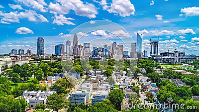 Downtown Charlotte, North Carolina, USA Skyline Aerial Stock Photo