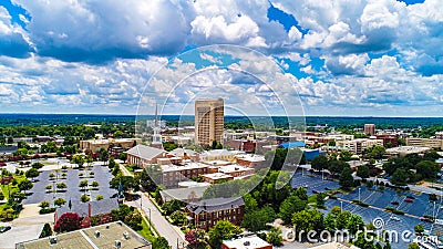Drone Aerial of Downtown Spartanburg South Carolina SC Skyline Editorial Stock Photo