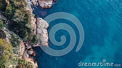 Drone aerial image of Baie des Milliardaires, Antibes, French Riviera Stock Photo