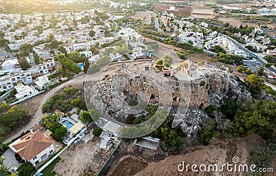 Drone aerial top view of holiday resort town. Protaras city cyprus. Summer vacation place Stock Photo