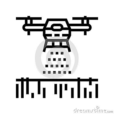 drone agriculture farm line icon vector illustration Vector Illustration