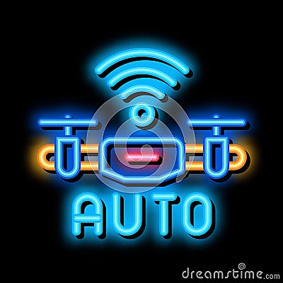 drone auto return home neon glow icon illustration Vector Illustration