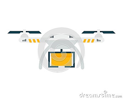 Drone with box isolated icon. Delivery concept. Stock Photo
