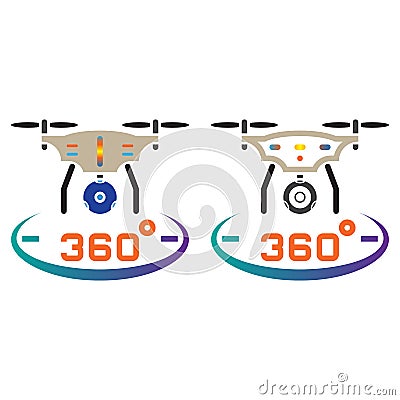 Drone with camera line icon, outline and solid vector sign, line Vector Illustration