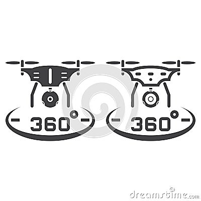 Drone with camera line icon, outline and solid vector sign, line Vector Illustration