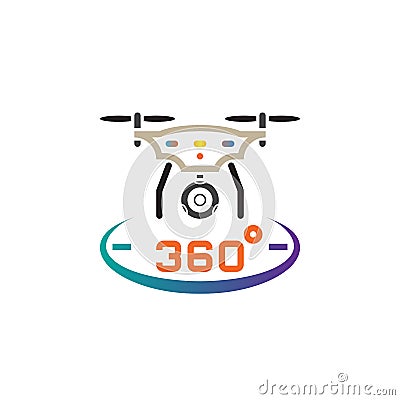 Drone with camera line icon, quadcopter outline vector logo illustration, linear pictogram isolated on white. Vector Illustration