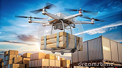 Drone Data: Revolutionizing Logistics Analytics Generative AI Cartoon Illustration