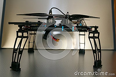 Drone design prototype and build showing different electronic modules. Editorial Stock Photo