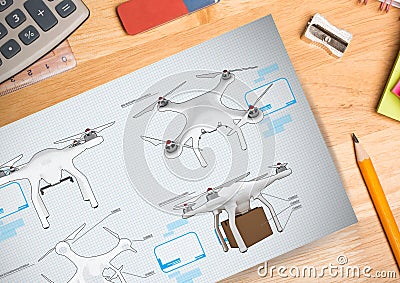 Drone DIY drawings plans Stock Photo