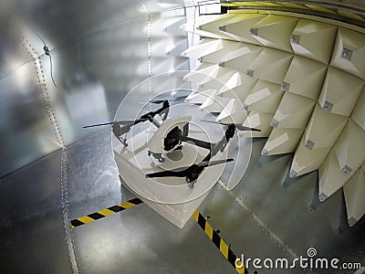 Drone Electromagnetic Compatibility EMC test in GTEM cell Stock Photo