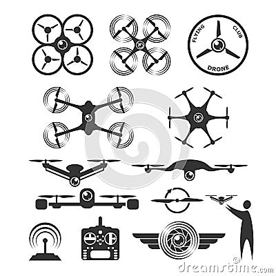 Drone emblems and icons Stock Photo