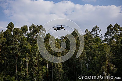Drone Flying Kenyan Landscape Trees In Kiambu County Kenya East African Stock Photo